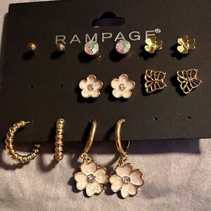 Rampage Gold and Pink Floral Earring Collection